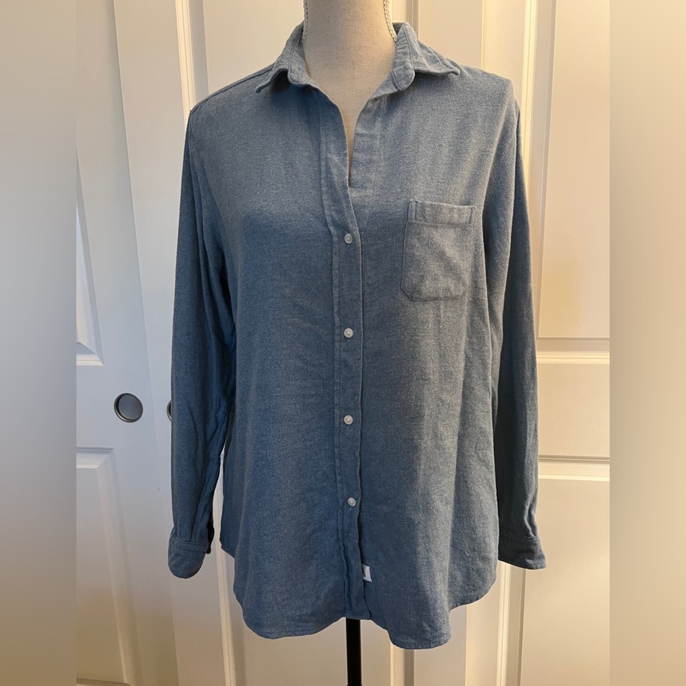 🌈 Anthropologie Grayson The Hero Blue Flannel Button Down Shirt Large (04)